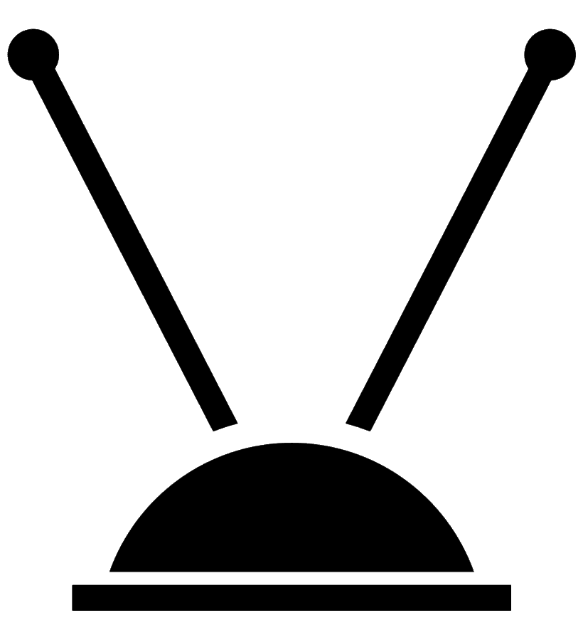A black and white icon of an antenna.
