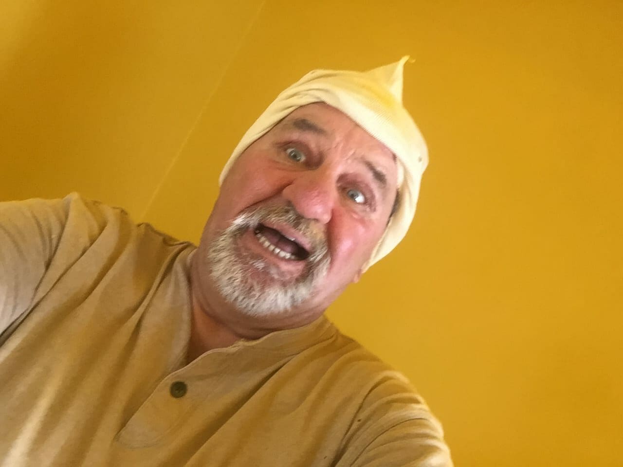 A man with a hat on his head