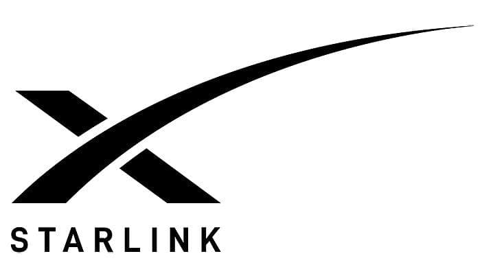A black and white logo of starlink.